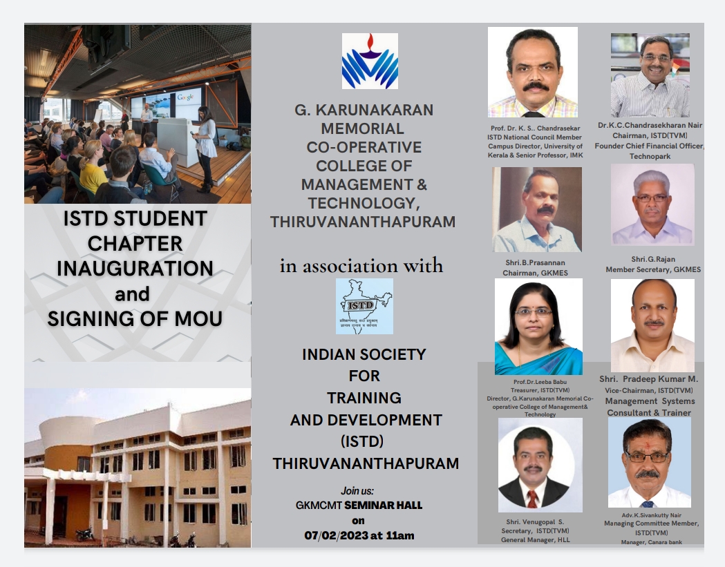 ISTD STUDENT CHAPTER INAUGURATION AND SIGNING OF MOU
